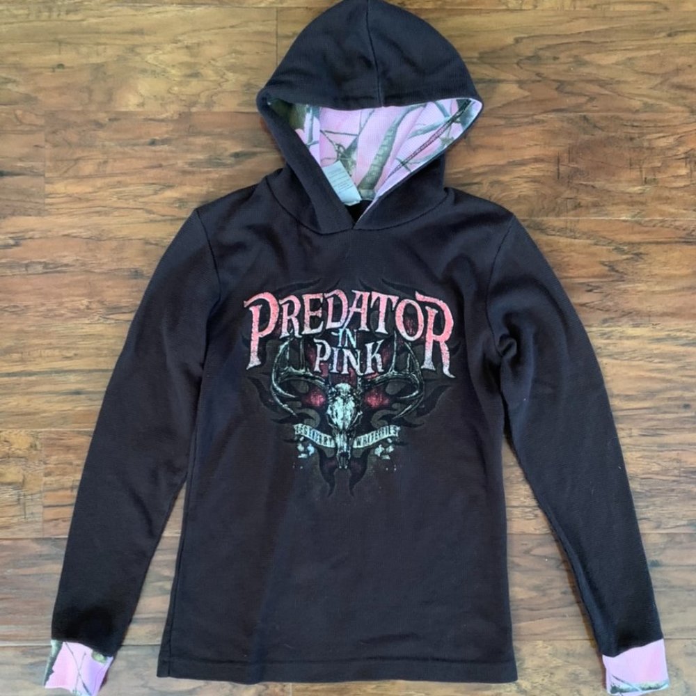 Legendary Whitetails Predator in Pink Womens Size Medium Hooded Thermal Top